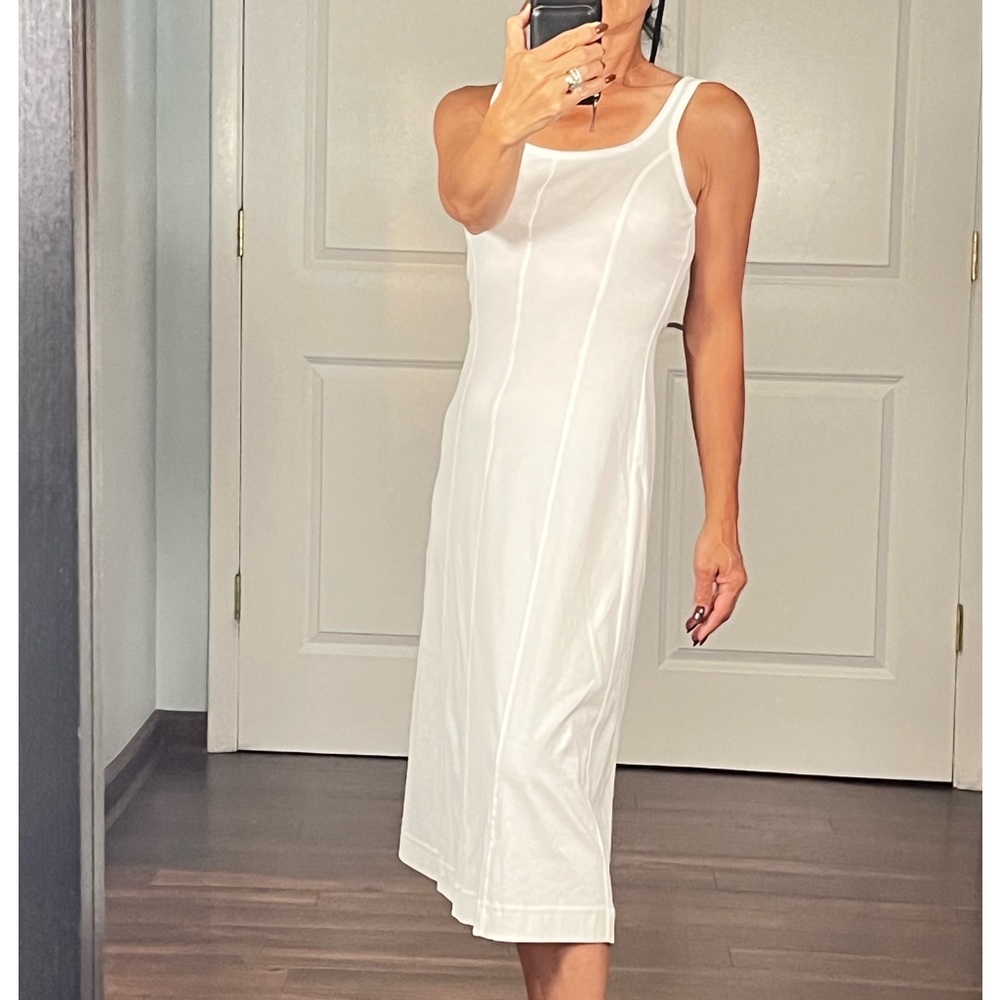 EVERLANE white Luxe Cotton Seamed
Tank Pullover Midi Dress size XXS NWT - Picture 4 of 11